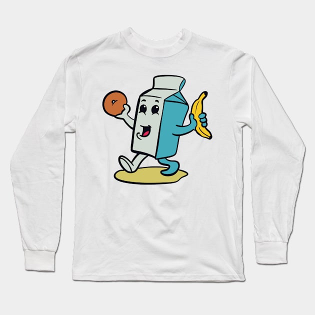 Breakfast Milk Long Sleeve T-Shirt by Bobomatic